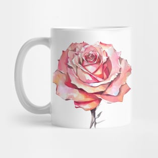 Romantic Orange Pink Hues Isolated Rose Blossom Artistic Watercolor Rose Painting Mug